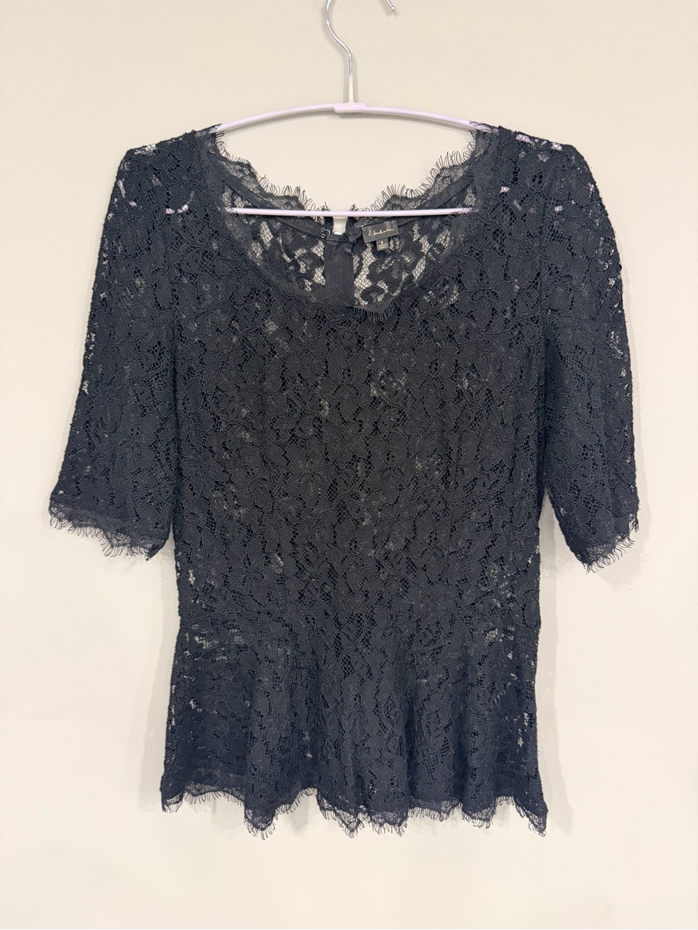 Talula Babaton Black Lace Peplum Top Size 8